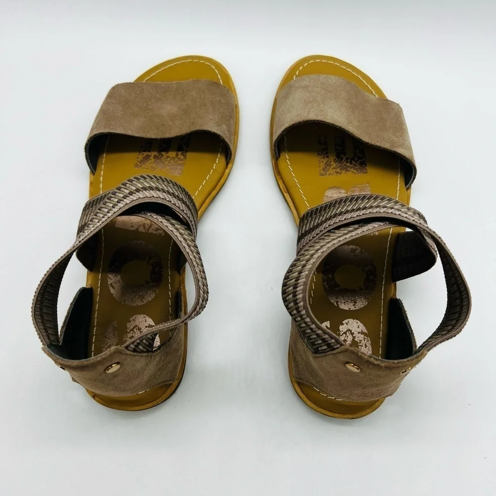 SOREL WOMEN’S CUTE SLIP ON SANDALS BROWN & TAN COLORS SIZE 7.5